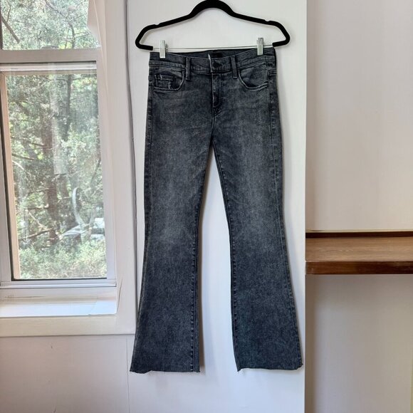 New MOTHER The Down Low Weekender Heel Flare Jeans Denim Train Stops Black 28 - Picture 3 of 14
